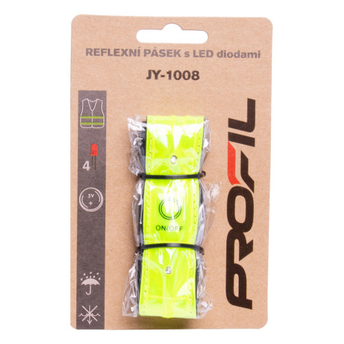 reflexní pásek PROFIL JY-1008, blikací 4x LED žlutý